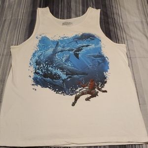 Deadpool swimming with sharks tank top